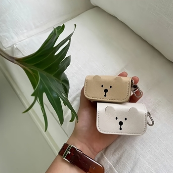 Δερμάτινη τσάντα για βόλτες με σκύλο, διανομέας σακουλών αποβλήτων με διαχείριση συνεχούς ροής — σχέδιο αρκούδας