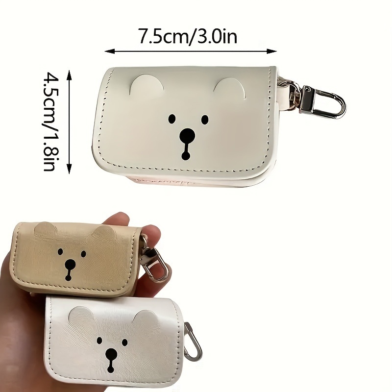 Δερμάτινη τσάντα για βόλτες με σκύλο, διανομέας σακουλών αποβλήτων με διαχείριση συνεχούς ροής — σχέδιο αρκούδας