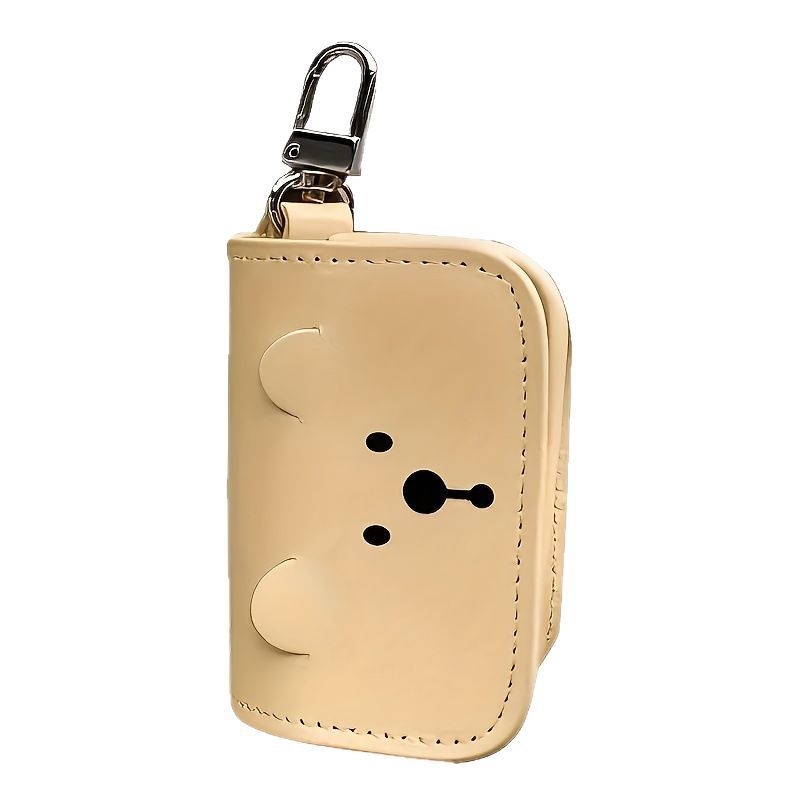 Δερμάτινη τσάντα για βόλτες με σκύλο, διανομέας σακουλών αποβλήτων με διαχείριση συνεχούς ροής — σχέδιο αρκούδας