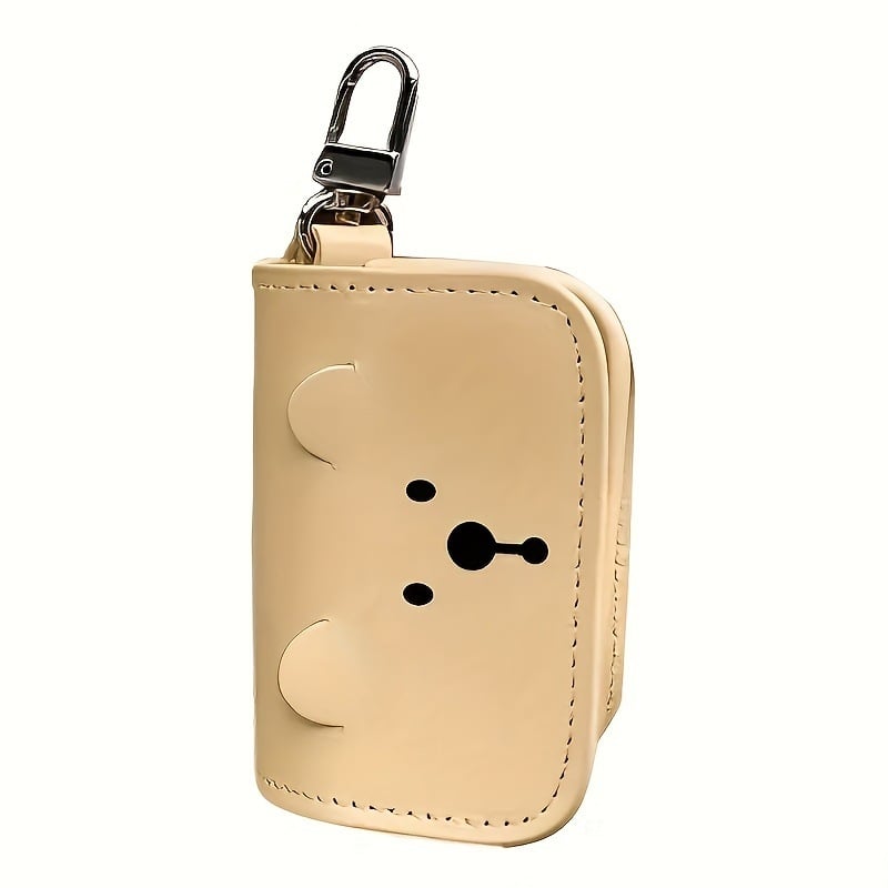 Δερμάτινη τσάντα για βόλτες με σκύλο, διανομέας σακουλών αποβλήτων με διαχείριση συνεχούς ροής — σχέδιο αρκούδας