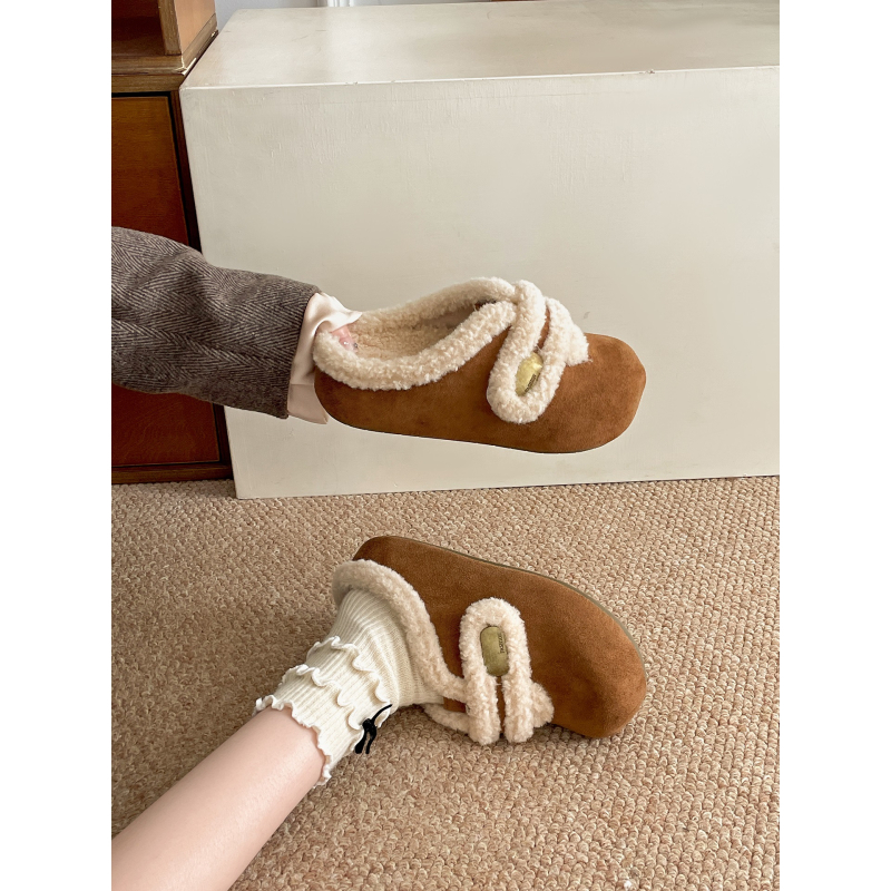 Ženske cipele u Birkenstock stilu s debelim potplatom, PU gornji dio, pliš unutarnja podstava, gumena potplata, zaobljena špička, zima 2025