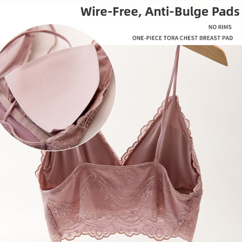 Σουτιέν γαλλικού στυλ με δαντέλα, χωρίς μεταλλικούς κρίκους, με πλήρες κάλυμμα και λεπτό διαμορφωμένο κύπελλο, νάιλον ύφασμα, σταθερές διπλές τιράντες, διαπνέον, όμορφη πλάτη