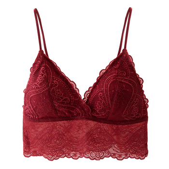 Σουτιέν γαλλικού στυλ με δαντέλα, χωρίς μεταλλικούς κρίκους, με πλήρες κάλυμμα και λεπτό διαμορφωμένο κύπελλο, νάιλον ύφασμα, σταθερές διπλές τιράντες, διαπνέον, όμορφη πλάτη