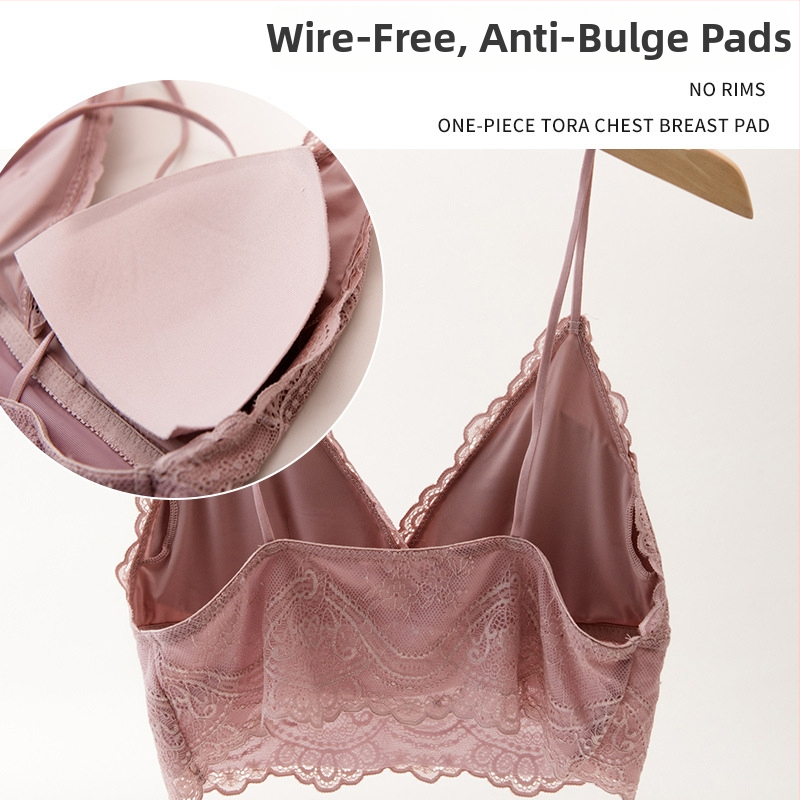 Σουτιέν γαλλικού στυλ με δαντέλα, χωρίς μεταλλικούς κρίκους, με πλήρες κάλυμμα και λεπτό διαμορφωμένο κύπελλο, νάιλον ύφασμα, σταθερές διπλές τιράντες, διαπνέον, όμορφη πλάτη