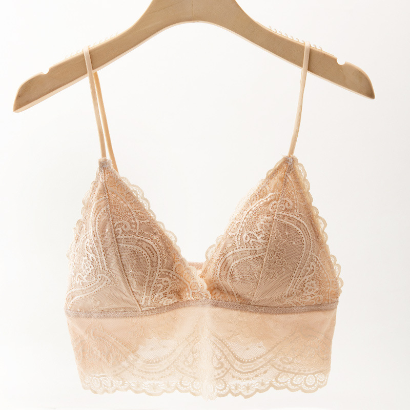 Σουτιέν γαλλικού στυλ με δαντέλα, χωρίς μεταλλικούς κρίκους, με πλήρες κάλυμμα και λεπτό διαμορφωμένο κύπελλο, νάιλον ύφασμα, σταθερές διπλές τιράντες, διαπνέον, όμορφη πλάτη
