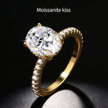 Geometrijski prsten od sintetičkog karbonskog silikata – Moissanite kiss, ženski luksuzni stil, elektroplatiranje