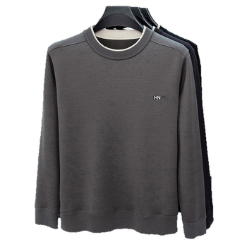 Muški vuneni džemper s flisom i vezenim detaljima, okrugli ovratnik, dugi rukavi, elastičan