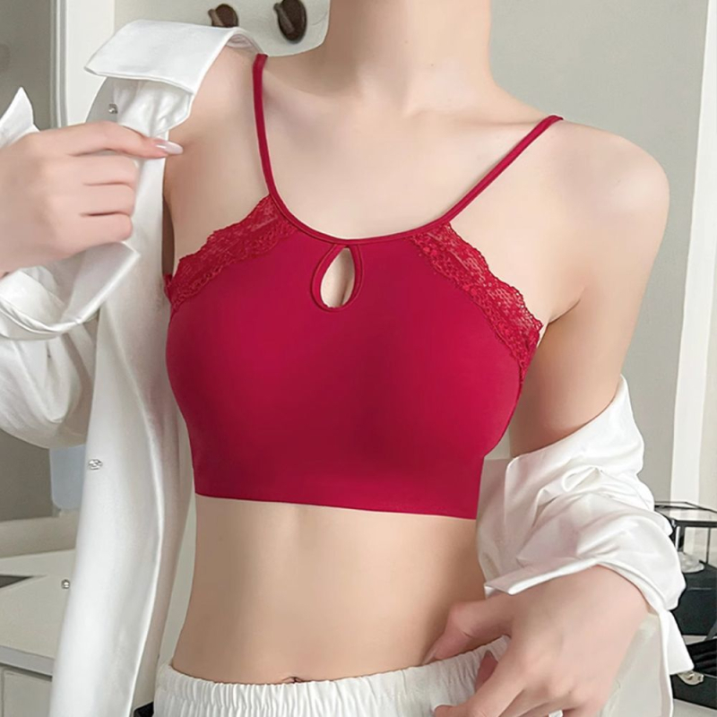 Seksi crveni grudnjak za male grudi, push-up, podesivi halter-neck dizajn i podesive naramenice, podrška i oblikovanje