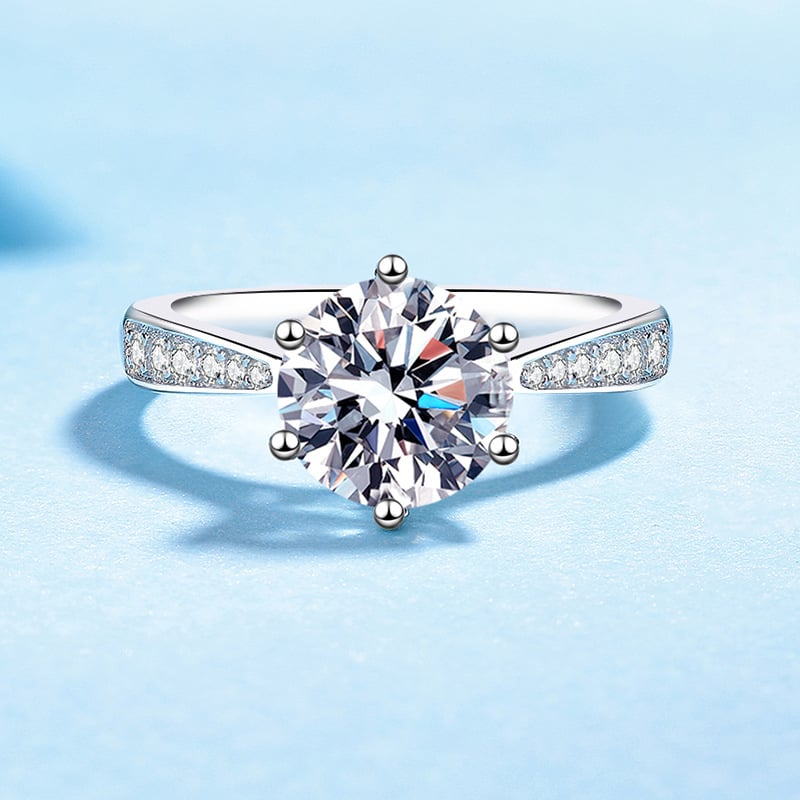 Prsten od srebra 925, Moissanit 1 ct, šestokraki mikro-inlay, korejski stil