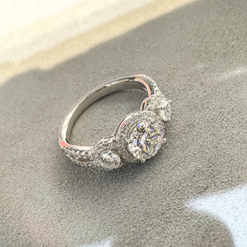 Prsten od moissanita 1,25 ct, 925 srebro, geometrijski dizajn, elektroplatiranje