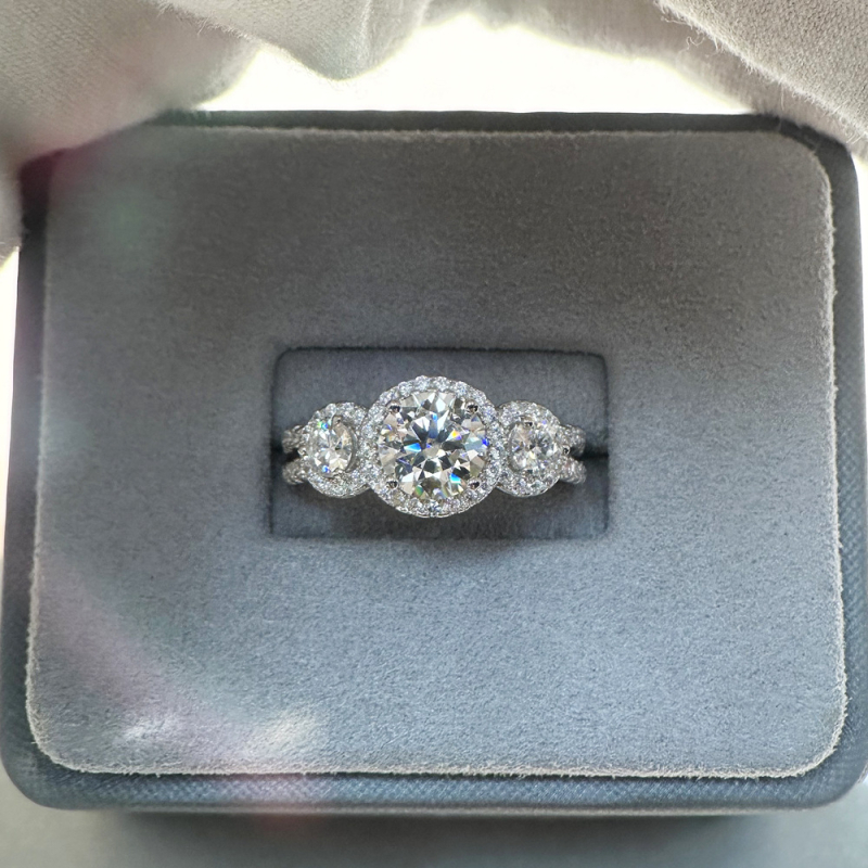 Prsten od moissanita 1,25 ct, 925 srebro, geometrijski dizajn, elektroplatiranje