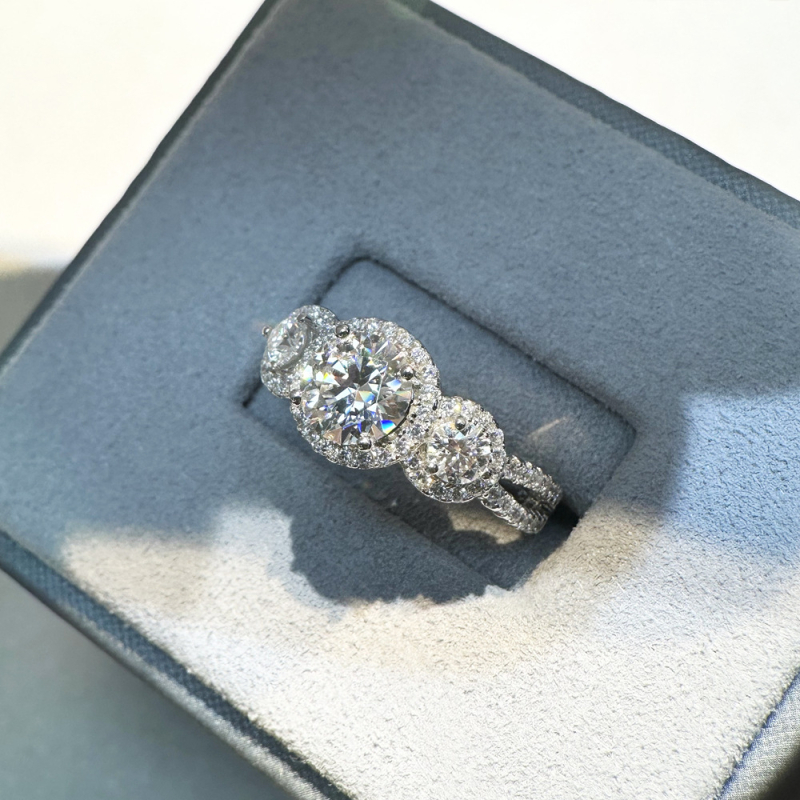 Prsten od moissanita 1,25 ct, 925 srebro, geometrijski dizajn, elektroplatiranje