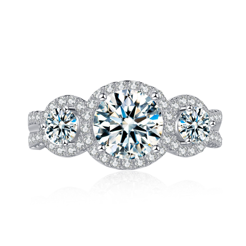 Prsten od moissanita 1,25 ct, 925 srebro, geometrijski dizajn, elektroplatiranje