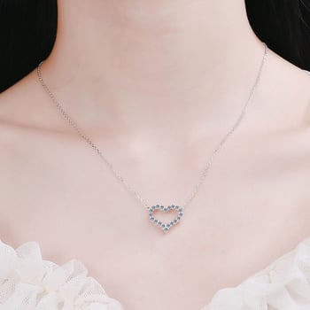 Nakit od srebra 925 s Moissanitnim srcolnim privjeskom i križnim lancem, duljina 41–50 cm, težina 3 g
