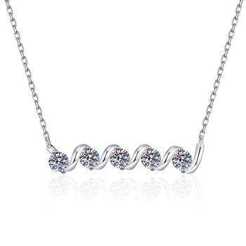 Nakit od srebra S925 s Moissanitom 1,5 ct D boje, privjesak, križni lanac, geometrijski dizajn, duljina 41–50 cm