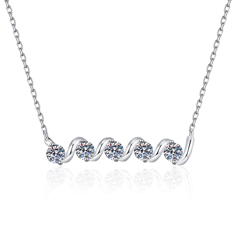 Nakit od srebra S925 s Moissanitom 1,5 ct D boje, privjesak, križni lanac, geometrijski dizajn, duljina 41–50 cm