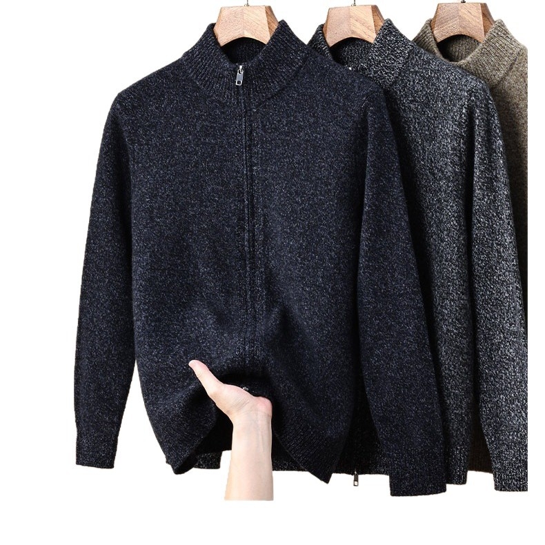 Muški kardigan od 100% vune, debeli jacquard uzorak, strojno pranje