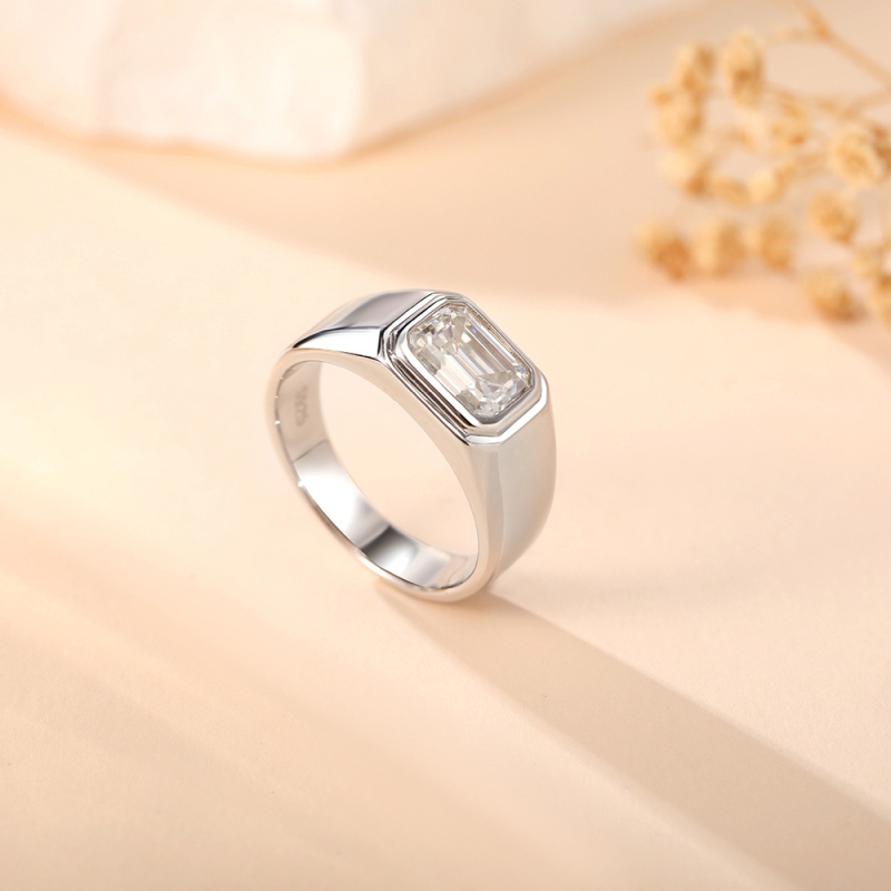Moissanite prsten za muškarce, srebro 925, geometrijski oblik, elektroplating, minimalistički stil