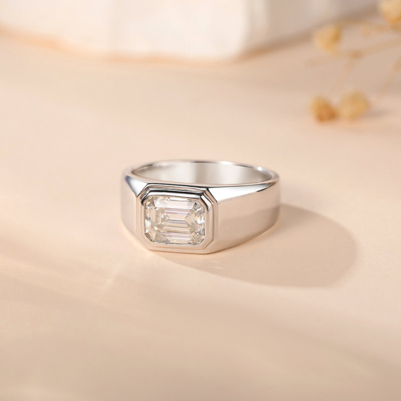 Moissanite prsten za muškarce, srebro 925, geometrijski oblik, elektroplating, minimalistički stil