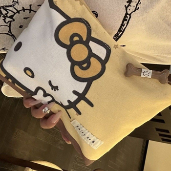 Τσαντάκι μακιγιάζ, φορητός καμβά, με εκτύπωση καρτούν, μεγάλη χωρητικότητα, κλείσιμο με φερμουάρ, unisex casual στυλ