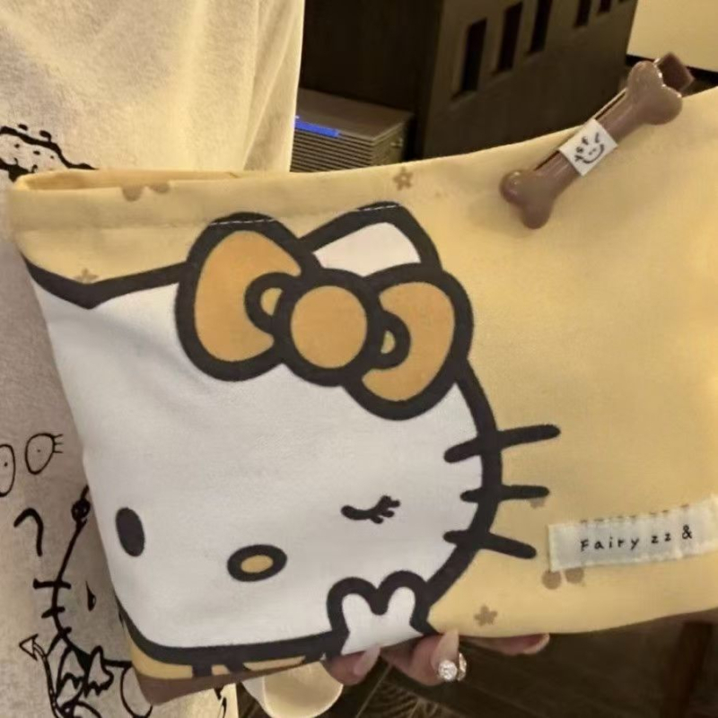 Τσαντάκι μακιγιάζ, φορητός καμβά, με εκτύπωση καρτούν, μεγάλη χωρητικότητα, κλείσιμο με φερμουάρ, unisex casual στυλ