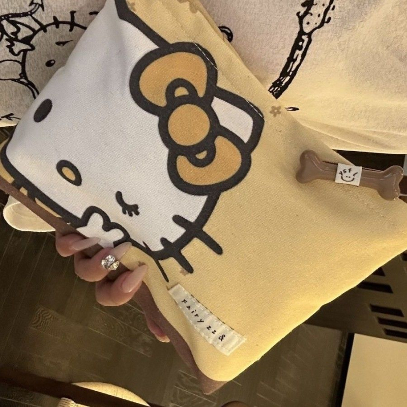 Τσαντάκι μακιγιάζ, φορητός καμβά, με εκτύπωση καρτούν, μεγάλη χωρητικότητα, κλείσιμο με φερμουάρ, unisex casual στυλ