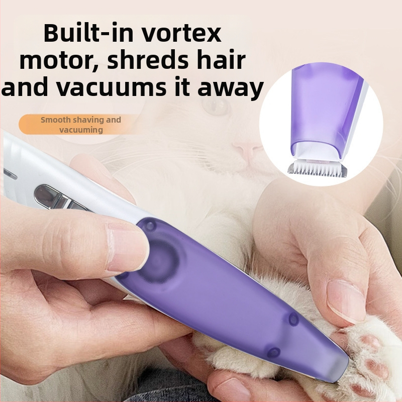 Zastrihávač labiek domáceho miláčika - nabíjateľný, s integrovaným vysávačom, nízka hlučnosť, elektrický clipper pre mačky a psy