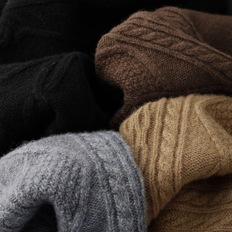 Muški pulover od 100% vune, okrugli ovratnik, jacquard pletenina, debeli i topli, dugi rukav, zimski komad