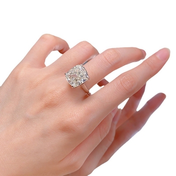 Ženski prsten od srebra 925 s glavnim kamenom 12×14 mm, težina 7,5 g, Ice Flower rez, dijamantna obrada