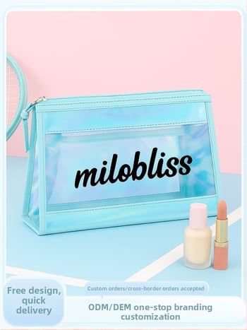 Τσαντάκι μακιγιάζ - αδιάβροχο, σχήματος dumpling, PVC υλικό, κλείσιμο με φερμουάρ, χωρητικότητα κάτω από 20 L