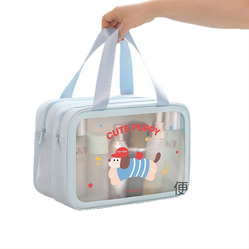 Ταξιδιωτική τσάντα καλλυντικών με διαχωρισμό στεγνού-υγρού, μεγάλη χωρητικότητα (πολυεστέρας, αδιάβροχη, φερμουάρ, αντιβακτηριακή)