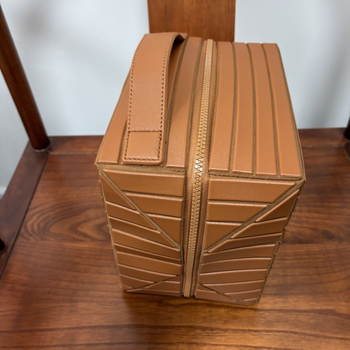 Ριγέ φορητή τσάντα μακιγιάζ με φερμουάρ, εξωτερικό PVC, επένδυση πολυεστερική, πολυλειτουργική