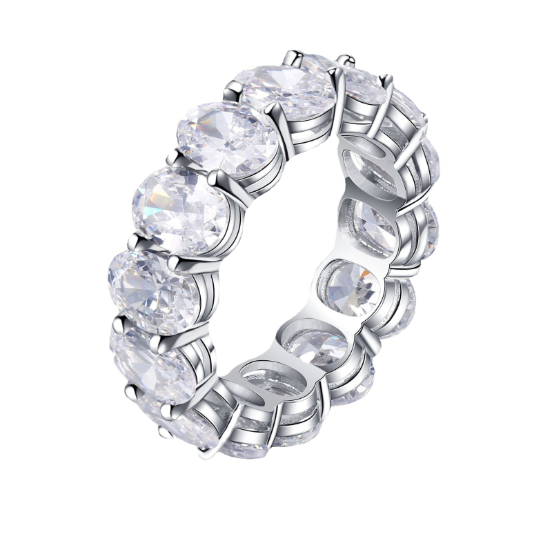 Prsten od srebra S925 s pavé dijamantima, geometrijski stil, težina 7 g, model R093