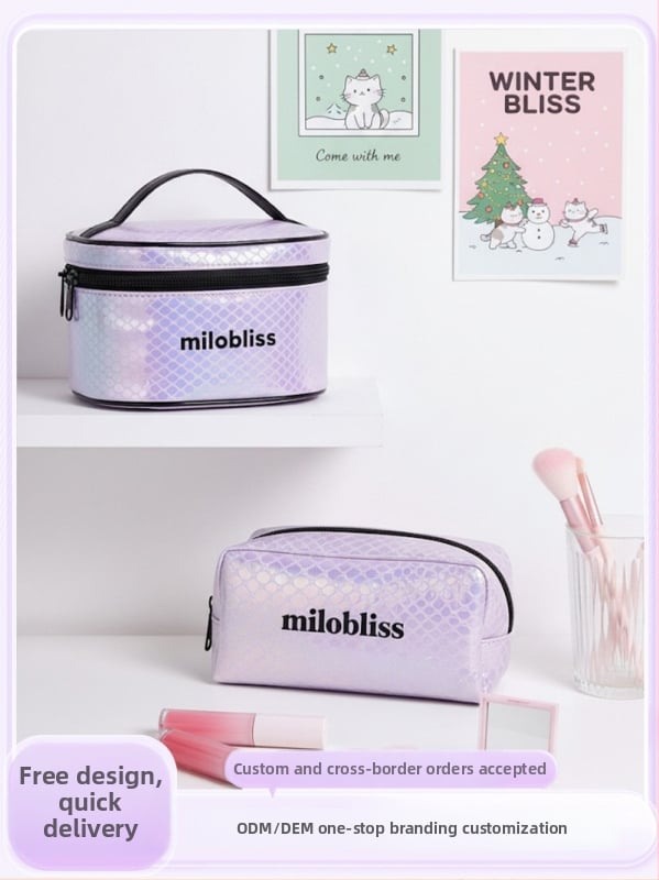 Τσαντάκι καλλυντικών, σχήματος κουβά, PU δέρμα, αδιάβροχο, φορητό, εσωτερική θήκη με φερμουάρ