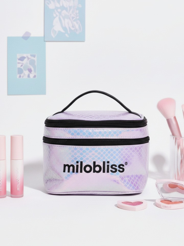 Τσαντάκι καλλυντικών, σχήματος κουβά, PU δέρμα, αδιάβροχο, φορητό, εσωτερική θήκη με φερμουάρ