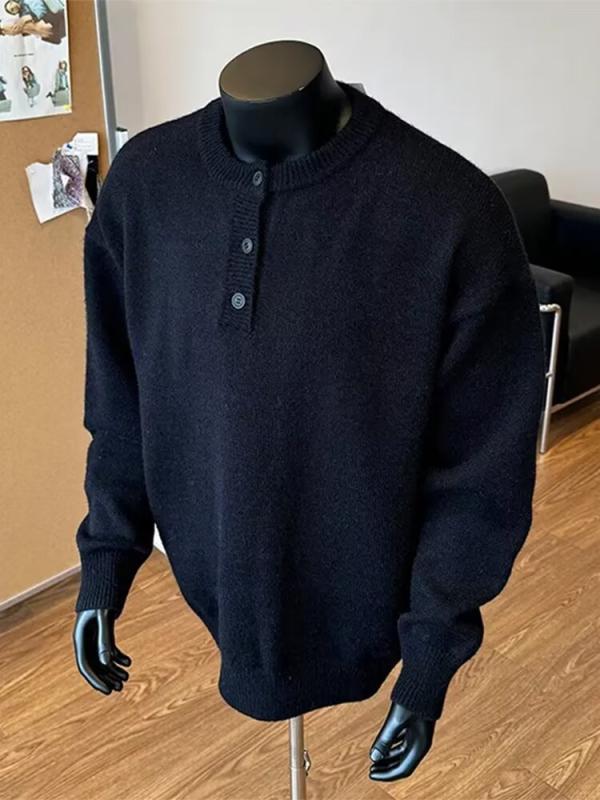 Muški pleteni pulover s okruglim izrezom, opuštenog kroja, dugih rukava, poliester smjesa