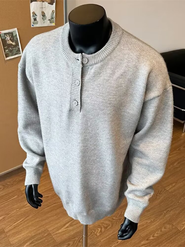 Muški pleteni pulover s okruglim izrezom, opuštenog kroja, dugih rukava, poliester smjesa