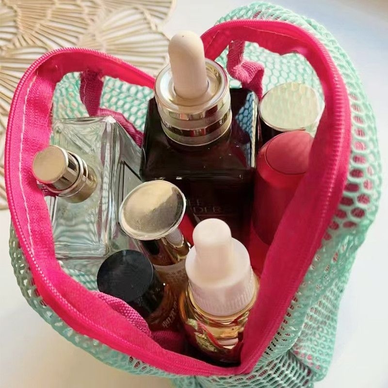 Cilindrična mrežasta torbica za makeup, putni organizator za kozmetiku i kablove