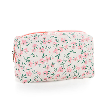 Τσαντάκι καλλυντικών, βαμβακερό, σε σχήμα κουτιού, εσωτερική τσέπη με φερμουάρ και μαλακό χερούλι