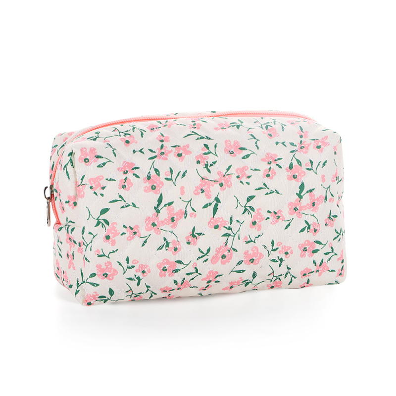 Τσαντάκι καλλυντικών, βαμβακερό, σε σχήμα κουτιού, εσωτερική τσέπη με φερμουάρ και μαλακό χερούλι