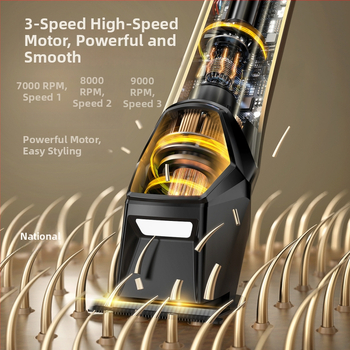Domáci elektrický holiaci strojček na vlasy s LED osvetlením, motor s kefami, čepele z nerezovej ocele, zabudovaná batéria 1200–2000 mAh, digitálny displej, rýchle nabíjanie