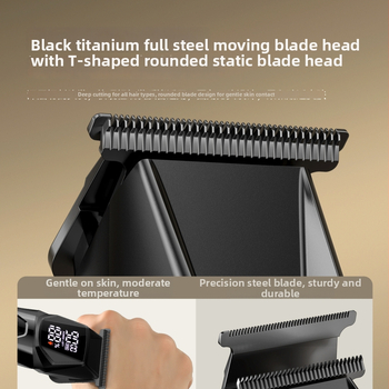 Domáci elektrický holiaci strojček na vlasy s LED osvetlením, motor s kefami, čepele z nerezovej ocele, zabudovaná batéria 1200–2000 mAh, digitálny displej, rýchle nabíjanie