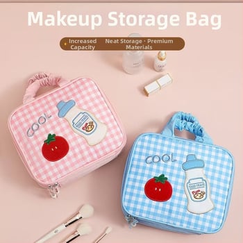 Τσάντα καλλυντικών από ύφασμα Oxford, κέντημα με καρτούν, αδιάβροχη και επεκτάσιμη, κλείσιμο με φερμουάρ