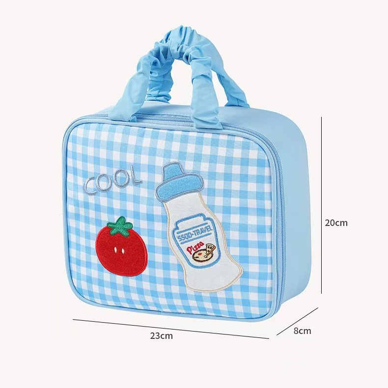 Τσάντα καλλυντικών από ύφασμα Oxford, κέντημα με καρτούν, αδιάβροχη και επεκτάσιμη, κλείσιμο με φερμουάρ