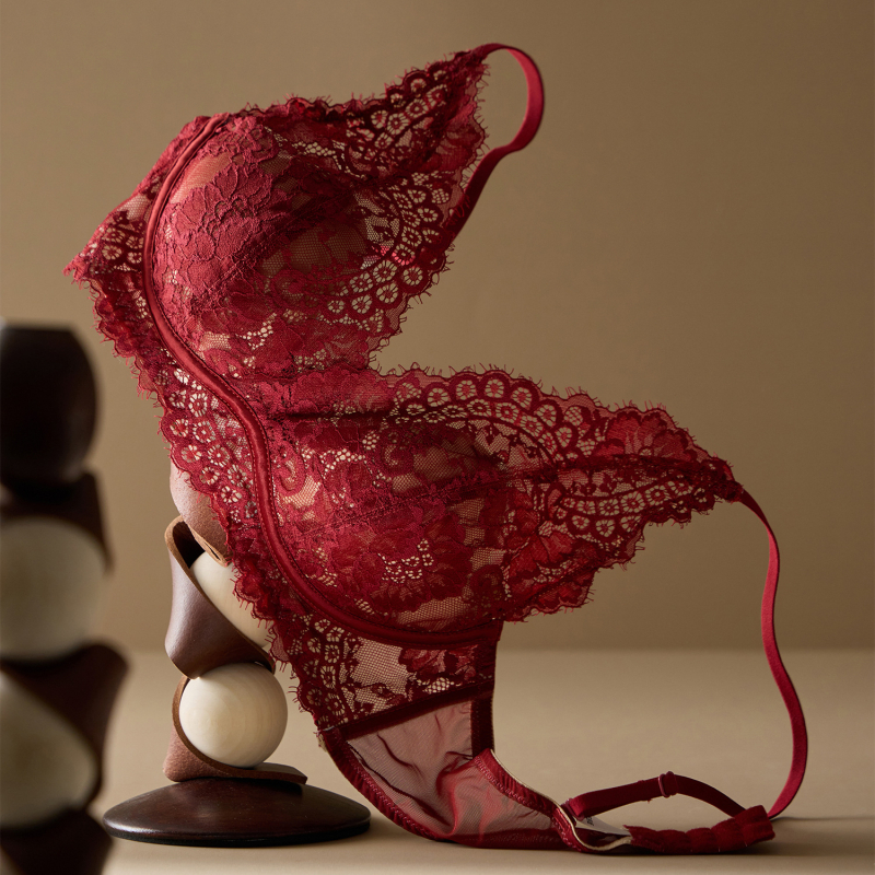 Cerotich Csipkés vezeték nélküli női melltartó – 3/4 kosár, vékony formázott kosár, francia stílus, nylon/poliamid