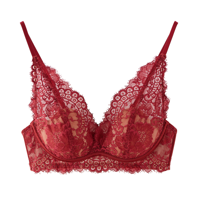 Cerotich Csipkés vezeték nélküli női melltartó – 3/4 kosár, vékony formázott kosár, francia stílus, nylon/poliamid