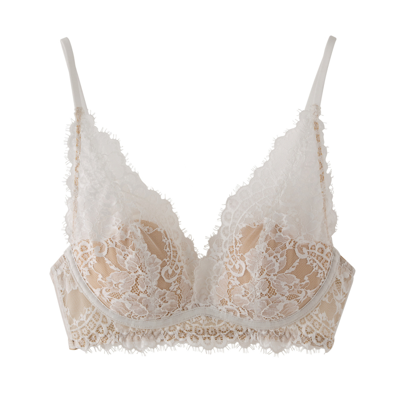 Cerotich Csipkés vezeték nélküli női melltartó – 3/4 kosár, vékony formázott kosár, francia stílus, nylon/poliamid