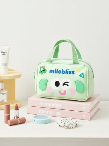 Τσαντάκι καλλυντικών με σχέδιο γλυκού μικρού τέρατος, πολυεστέρας, τετράγωνο σχήμα, φερμουάρ.