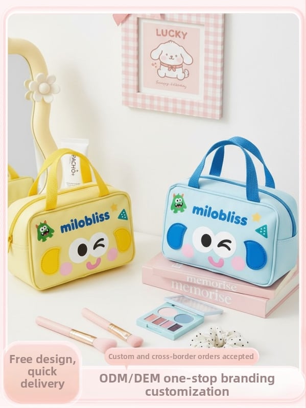 Τσαντάκι καλλυντικών με σχέδιο γλυκού μικρού τέρατος, πολυεστέρας, τετράγωνο σχήμα, φερμουάρ.