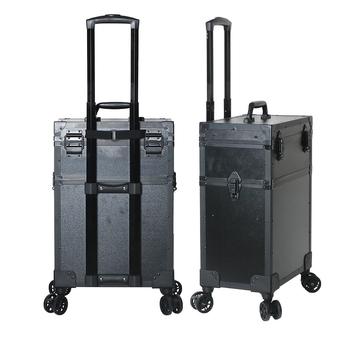 Κουτί μακιγιάζ με φώτα, επαγγελματικό, κράμα αλουμινίου + MDF + EVA, τροχοφόρο με ράβδο έλξης, περιστρεφόμενοι τροχοί, κλείδωμα